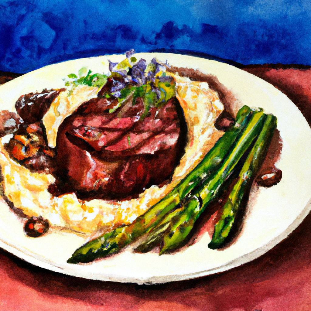 Beef Fillet, Potato Puree, Roasted Fennel, Asparagus, Smoked Garlic and Thyme Butter