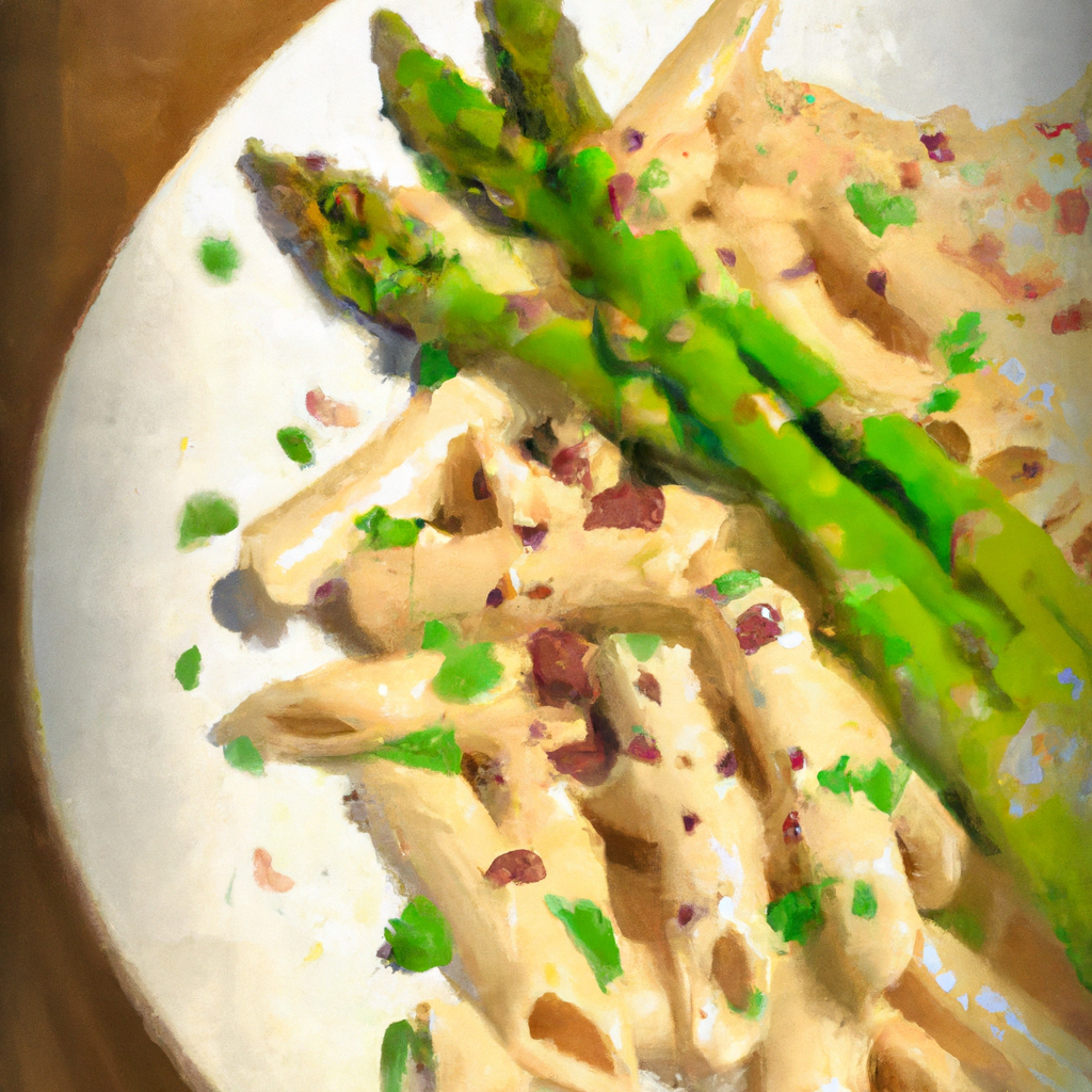 Creamy Penne with Tempeh and Asparagus