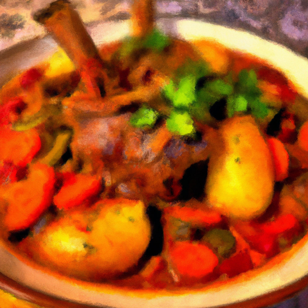 Lamb Shank with Mixed Vegetables and Herbed Potatoes