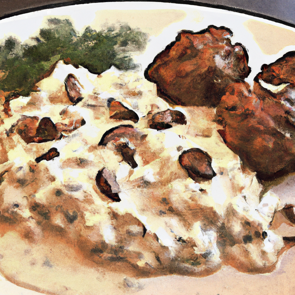 Lamb and Dill Meatballs with Creamy Mushroom Sauce and Cauliflower Mash