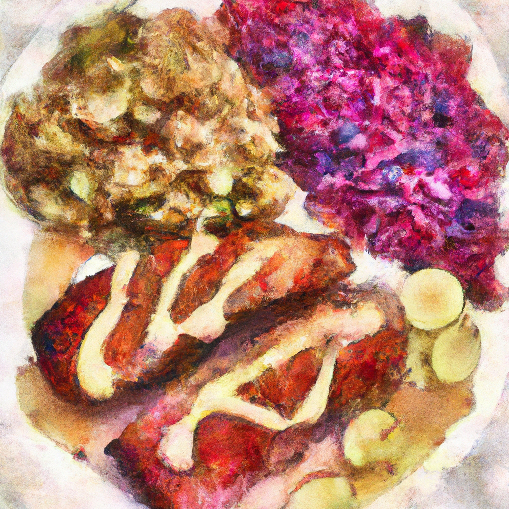 Oat Quinoa & Pork Schnitzel with Apple & Red Cabbage Slaw