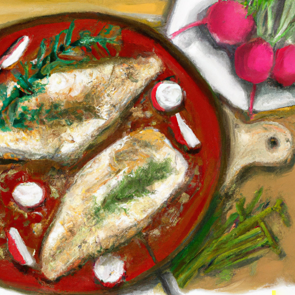 Roasted Fish with Herbs de Provence and Radishes