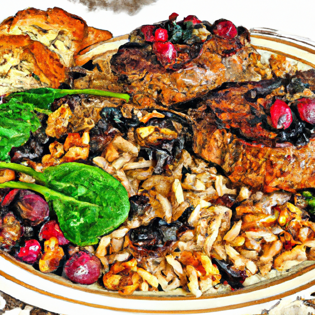 Rosemary Pork with Cran-Walnut and Spinach Wild Rice
