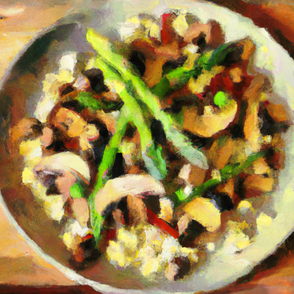 aparagus mushroom tofu bowl