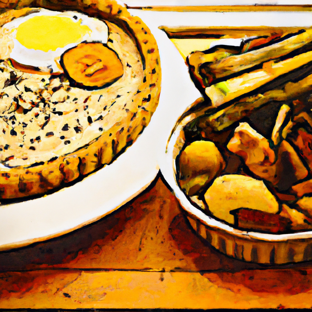 bacon quinoa and egg tart with roasted parsnips