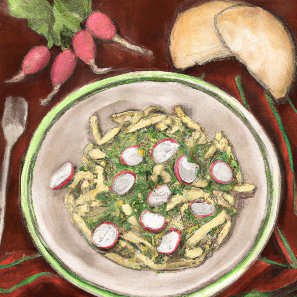 Chicken Pesto Pasta with Roasted Radishes