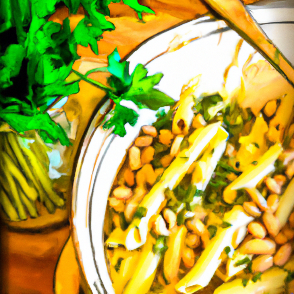 cilantro pesto with white beans and asparagus