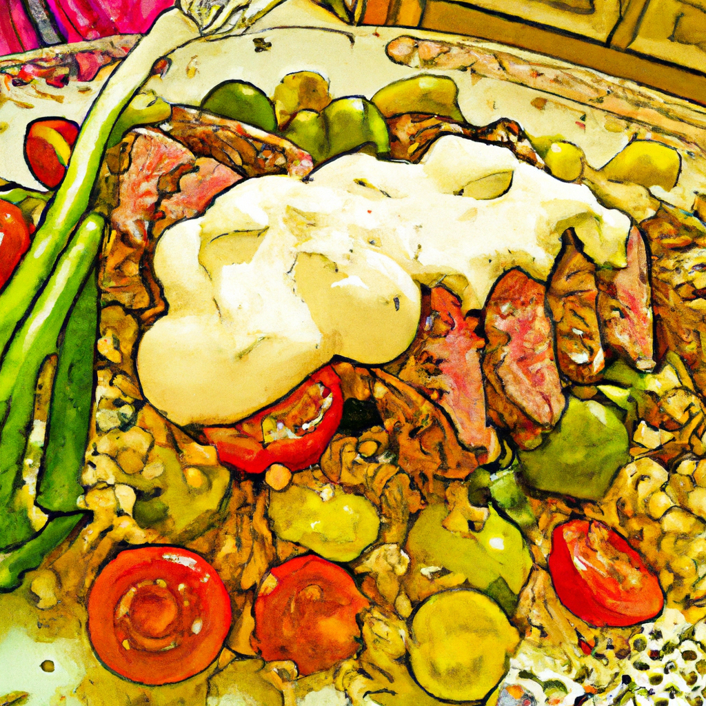 Grilled Steak, Vegetable, and Quinoa Salad with Yogurt-Tahini Dressing