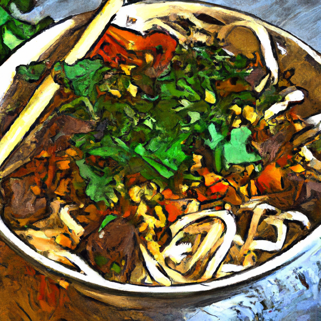 Lamb Noodles with Crunchy Vegetables and Cilantro