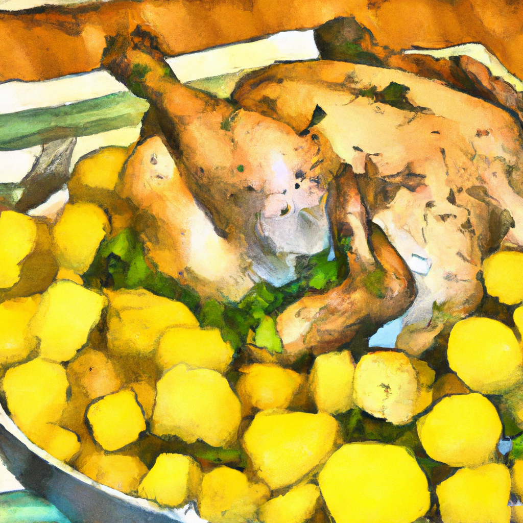 Lemon Herb Roasted Chicken with Garlic Fennel Potatoes