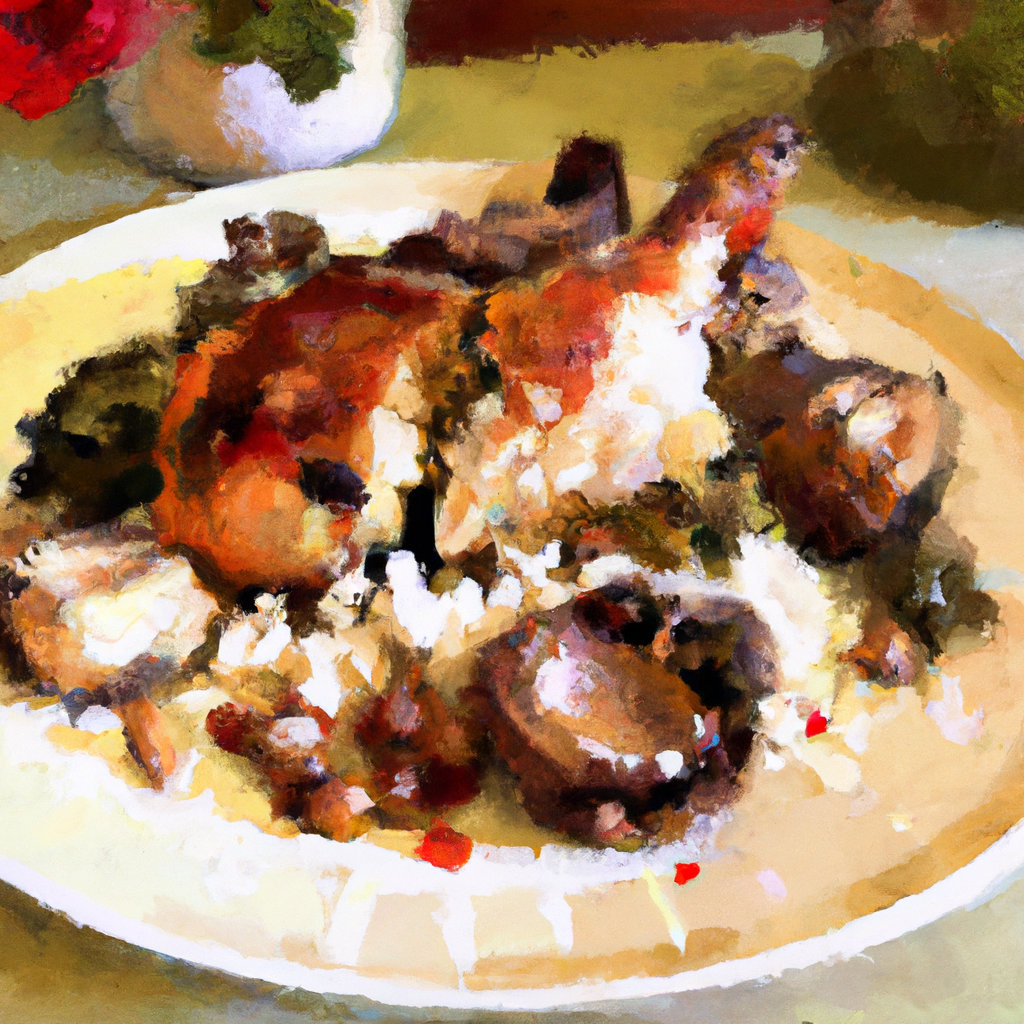 roast chicken with Baby Artichoke and Mushroom on Quinoa