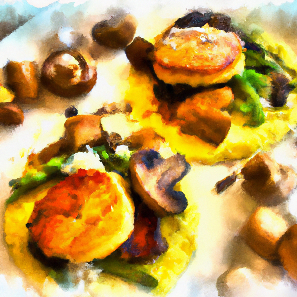 scallops and mushrooms over creamy polenta