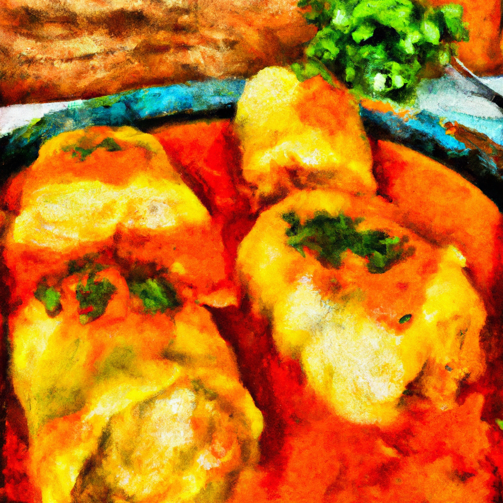 stuffed cabbage rolls with fish in red pepper sauce