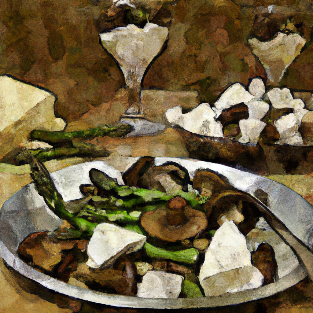 Warm Mushroom, Roasted Asparagus and Wild Rice Salad with Feta