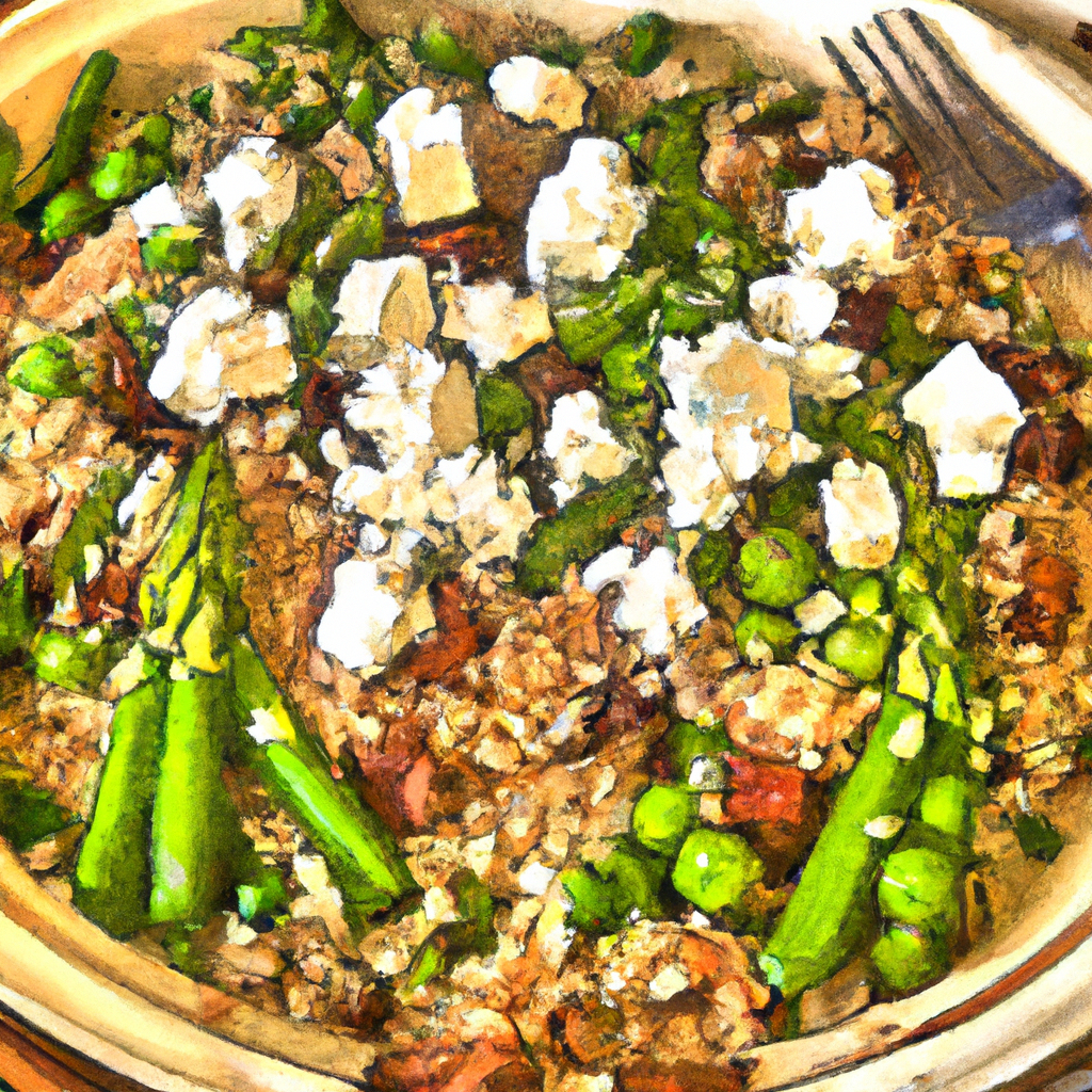 Warm Farro Salad With Asparagus, Peas, and Feta